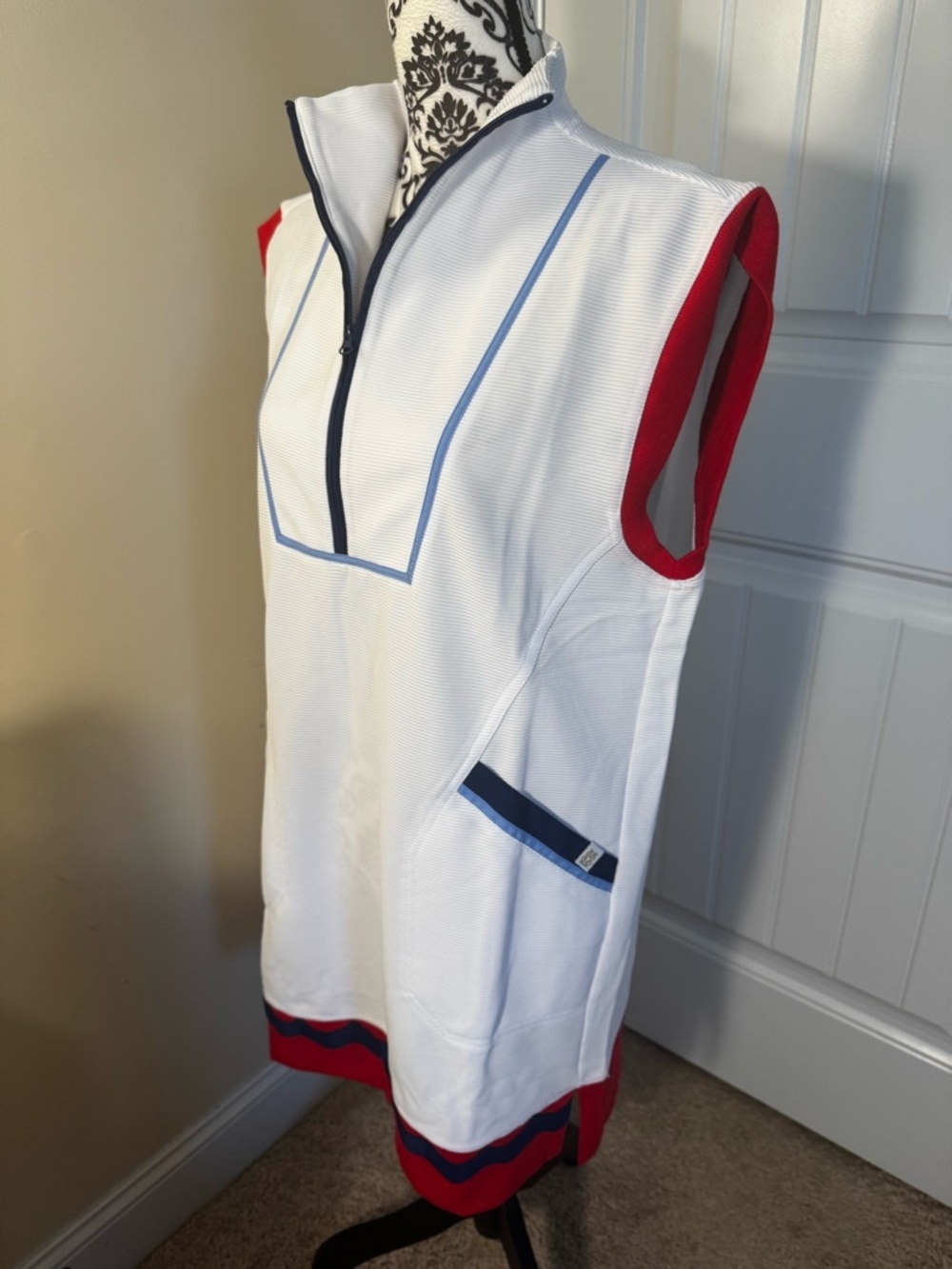 Simply Southern Sleeveless White, Red & Blues Zip-Up Golf, Tennis Dress NWT - Picture 5 of 9